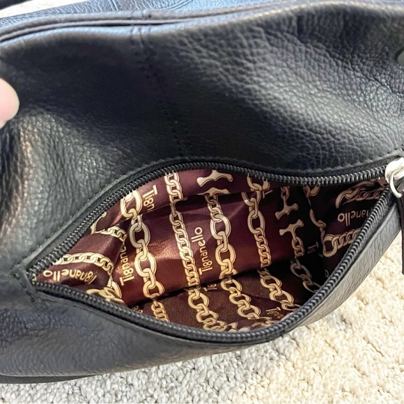 Tignanello Black Leather Shoulder Handbag Shoulder Classic Bucket Hobo NO STRAP - Picture 10 of 12